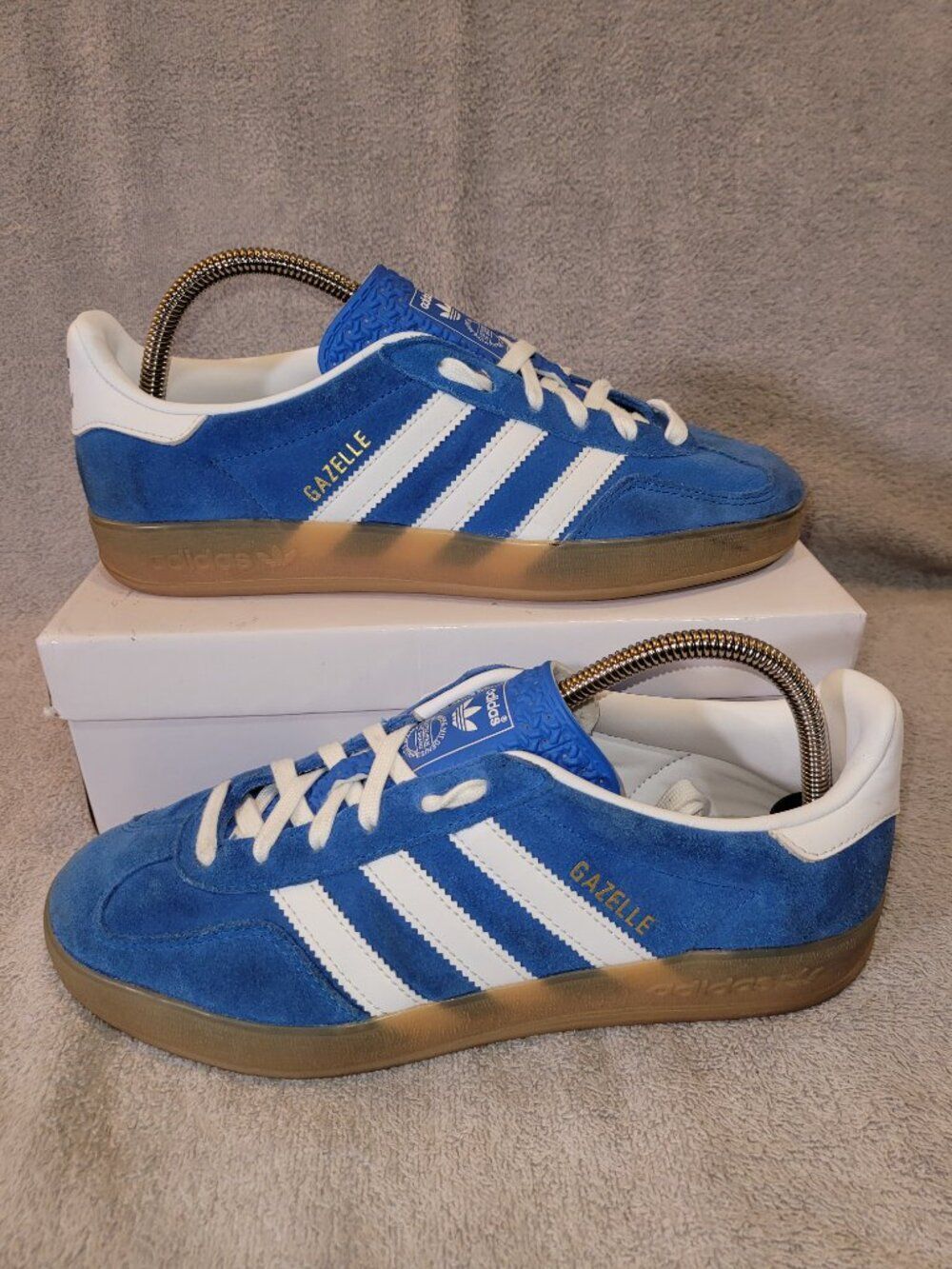 Adidas Gazelle Men's Size 7.5 Blue White Tan Gum Sole Sneakers JI2061 (#2211)